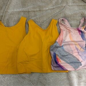 Athleta Yellow and Multicolor Tank Tops